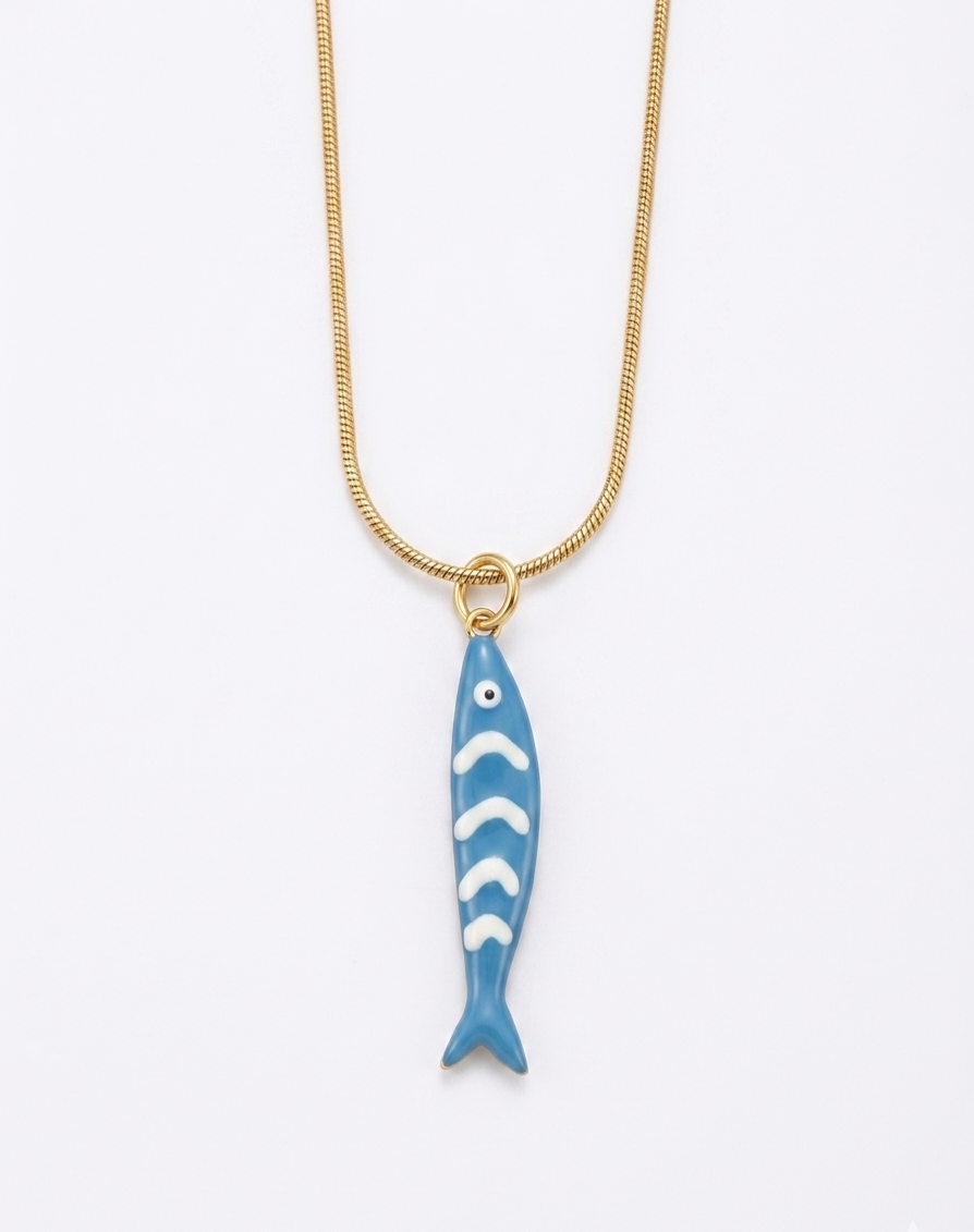Serene Blue Sardine Pendant Necklace