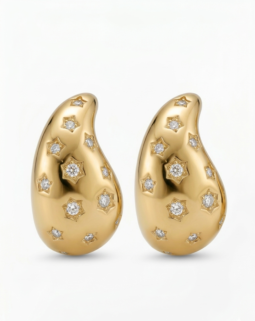 Celestial Starburst Golden Drop Earrings