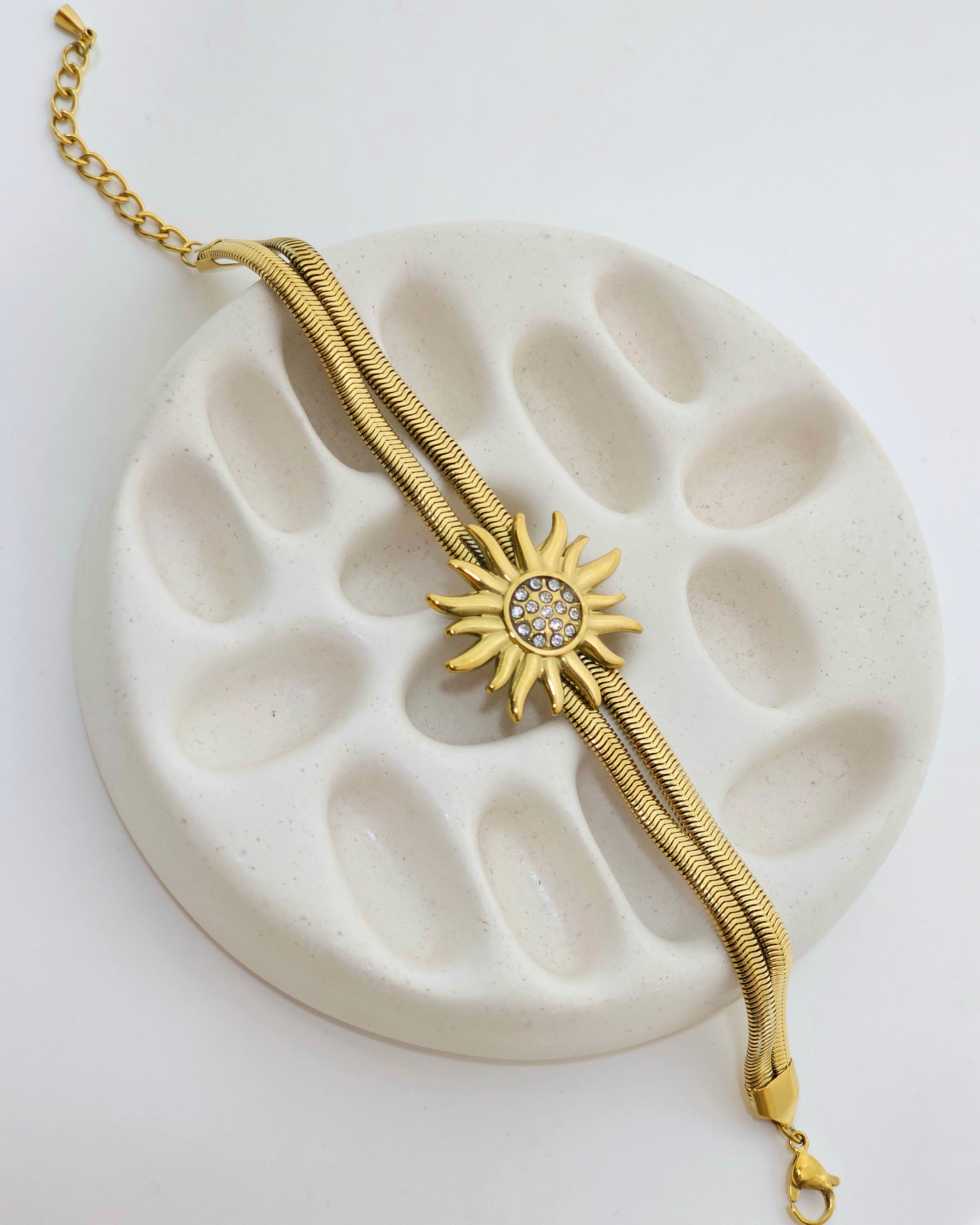 Golden Solis Double-Snake Bracelet