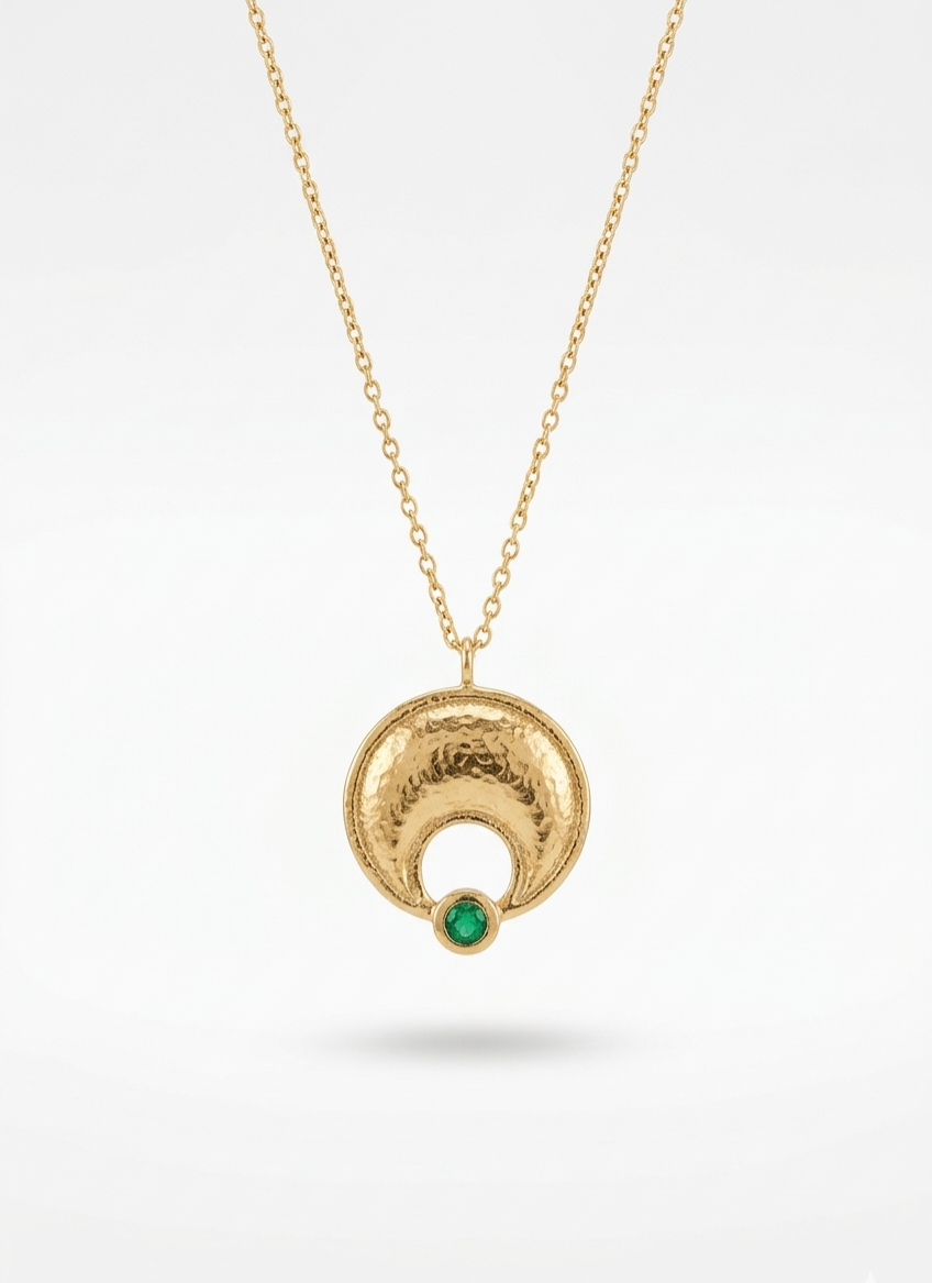 The Emerald Crescent Medallion Necklace
