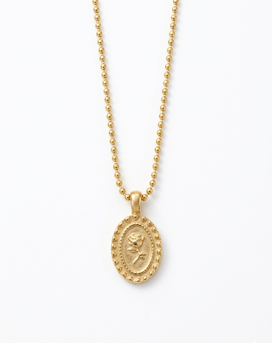 Vintage Rose Medallion Necklace