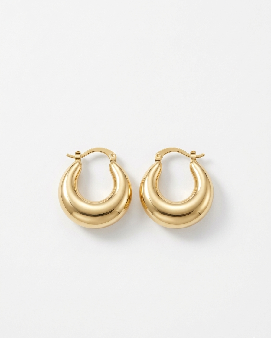 The Gold Crescent Chunky Hoops