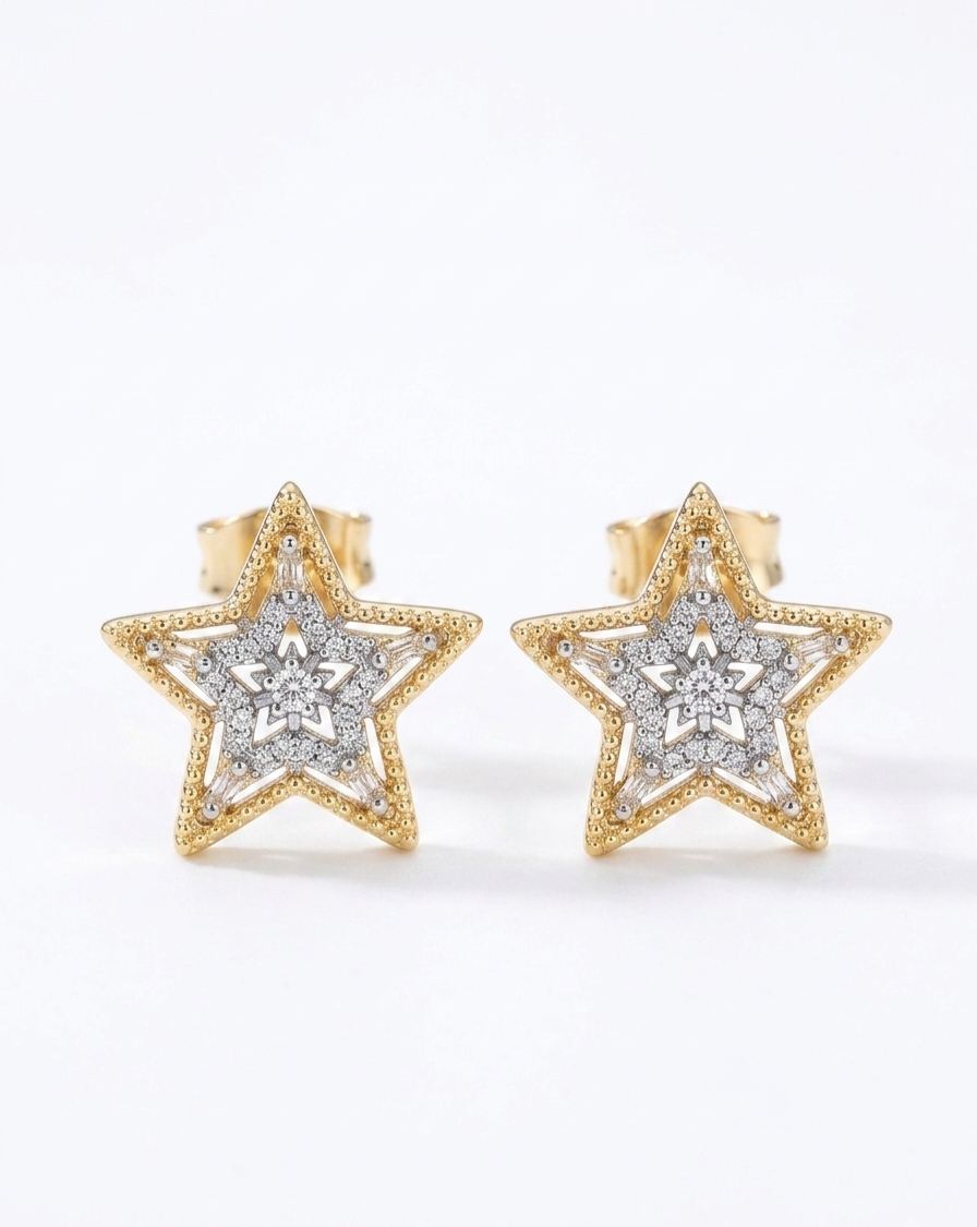 Nova Gold-Plated Star Studs