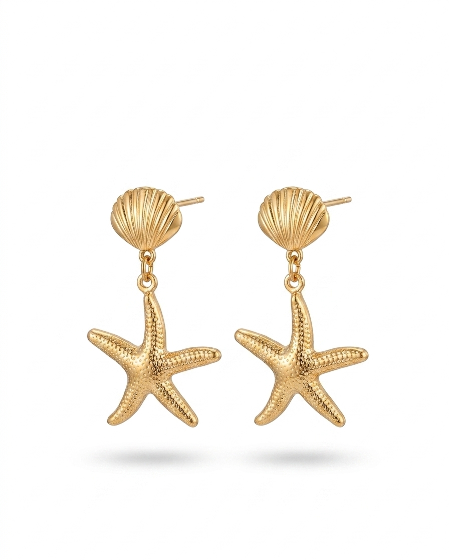 Mermaid's Muse Gold Starfish Dangle Earrings