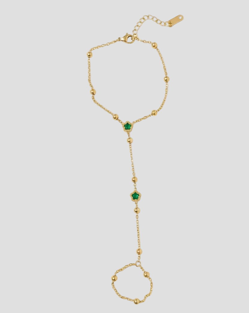 Elegant Emerald Star Hand Chain