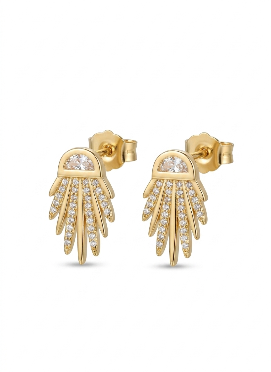 Helios Flare Gold-Plated Stud Earrings