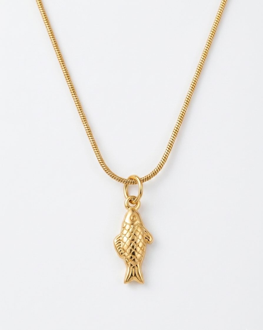 Golden Fish Pendant Necklace