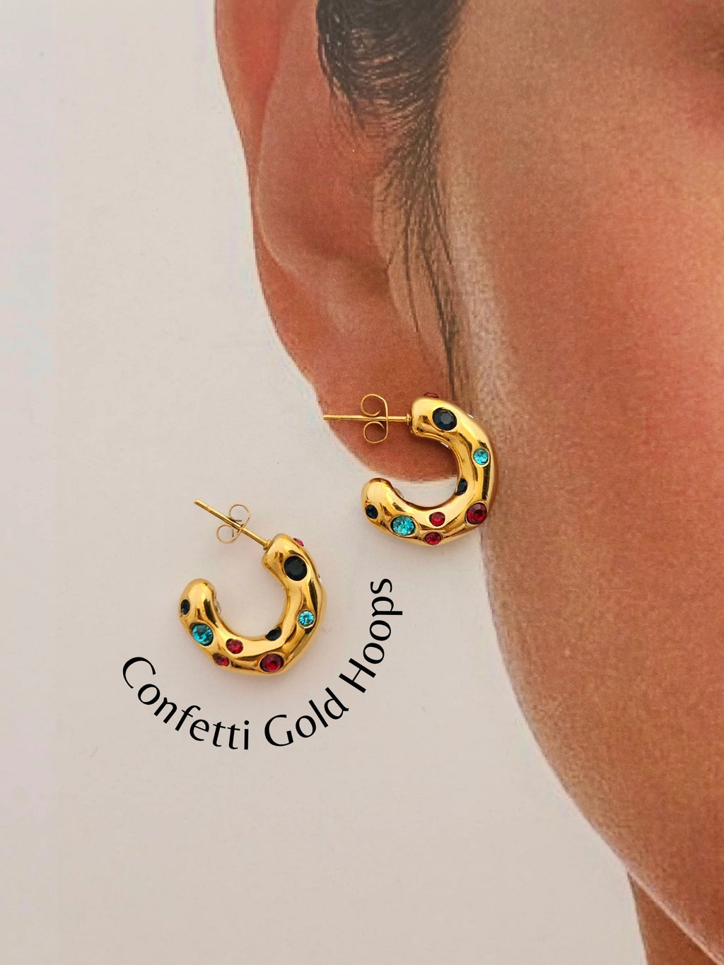 Confetti Gold Hoops