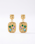 Mosaic Gem Gold Earrings