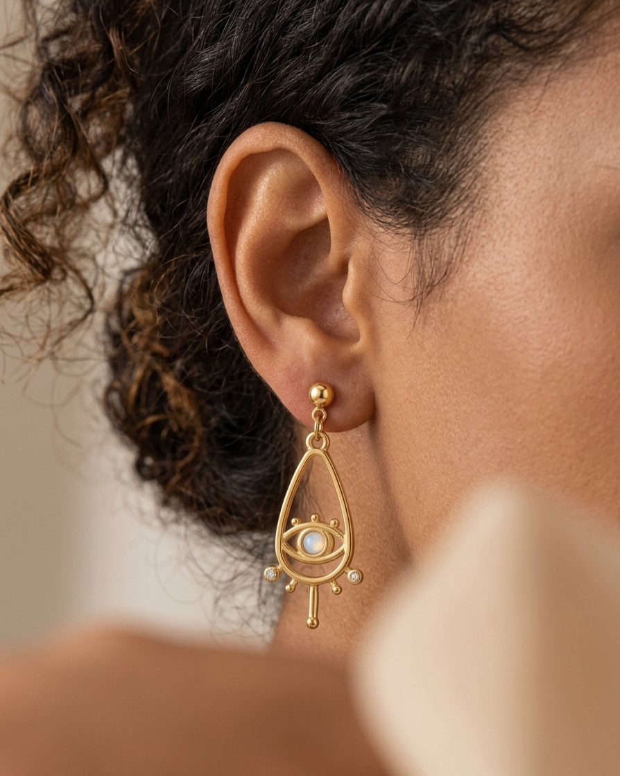 Teardrop Evil Eye Earrings