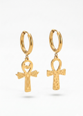 Kamel Gold Ankh Hoop Earrings