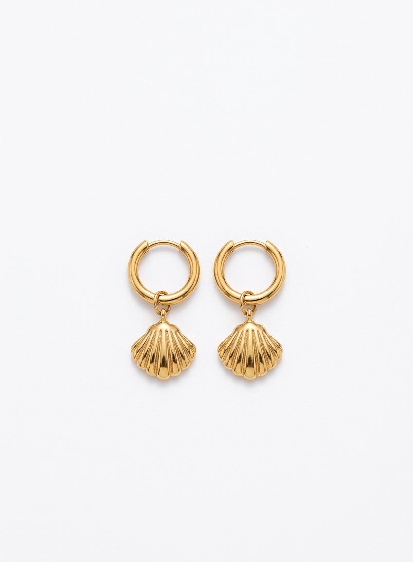 stunning Golden Seashell Hoops