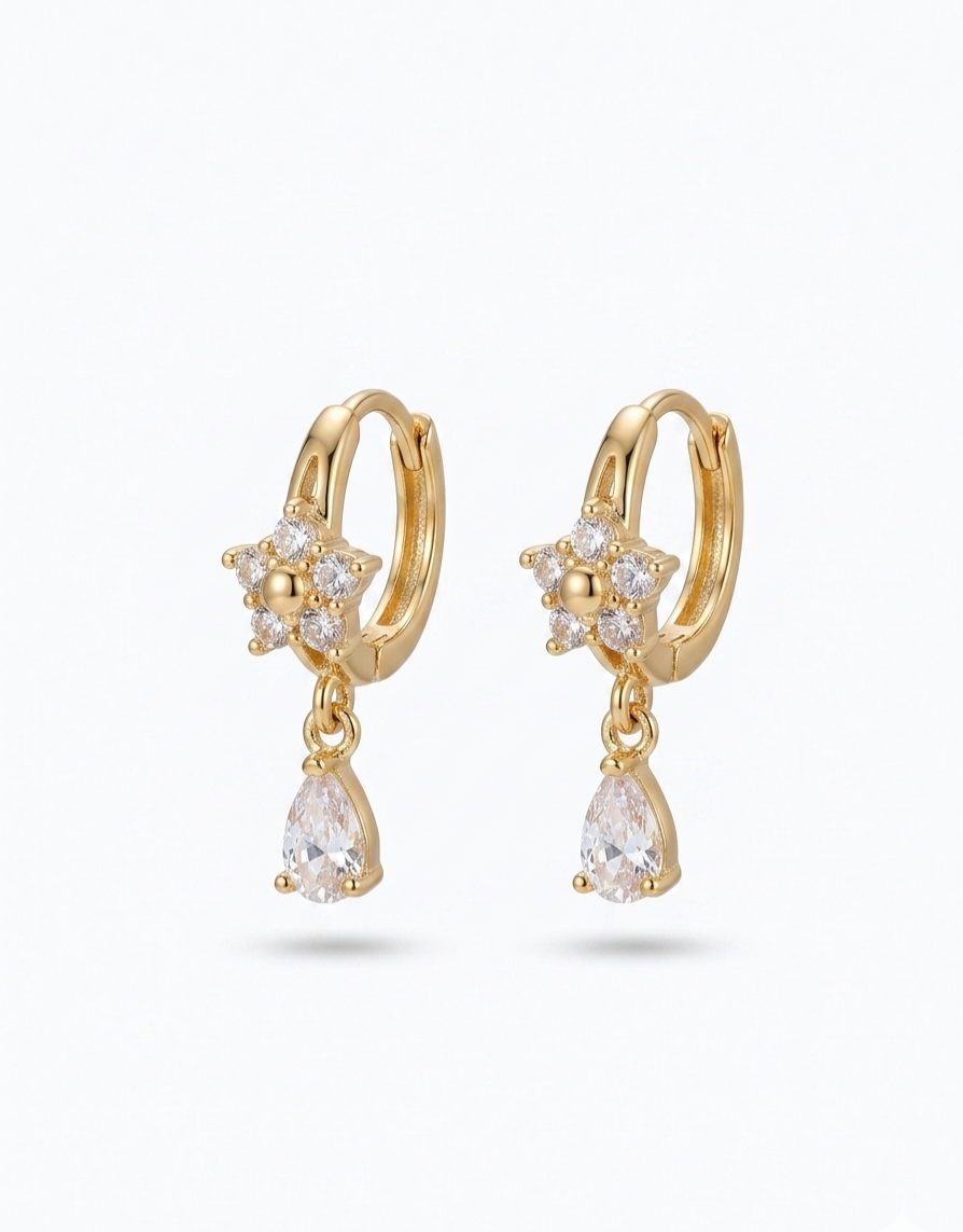 Standard Gold & Diamond Teardrop Earrings