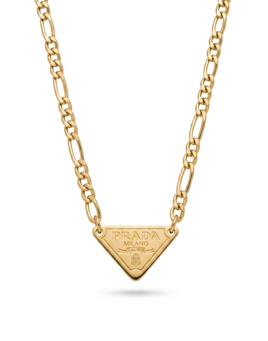 Prada Triangle Logo Necklace