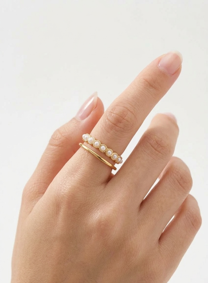 Pearl Harmony Double Layer Adjustable Ring