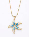 Golden Starfish Marble-Effect Necklace
