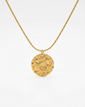 Crescent & Star Textured Coin Necklace