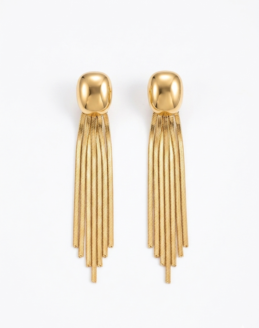 Golden Waterfall Tassel Earrings