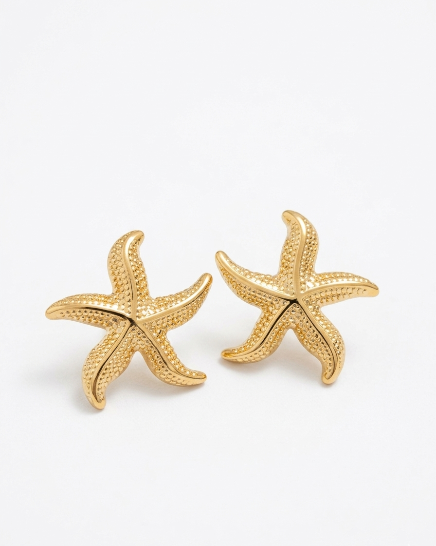 Golden Starfish Stud Earrings