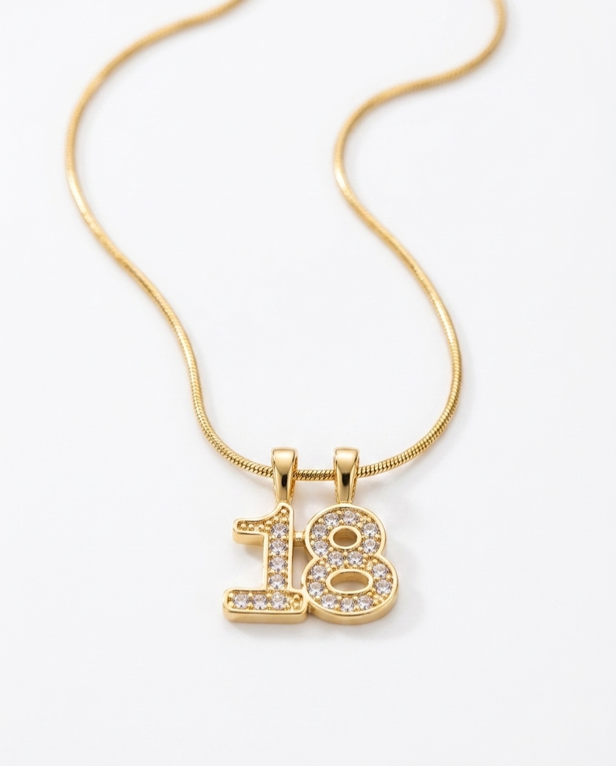 The "18" Crystal Emblem Necklace