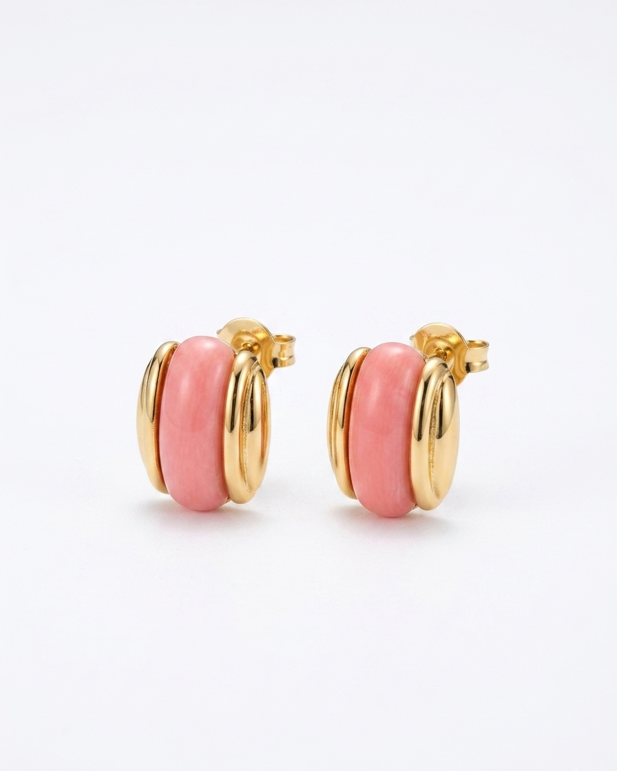 Gilded Coral Radiance Stainless Steel Earrings