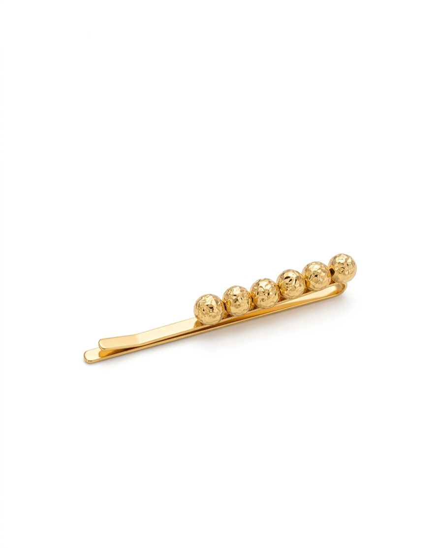 Chic Stainless Steel Hairclip with Gold Spheres