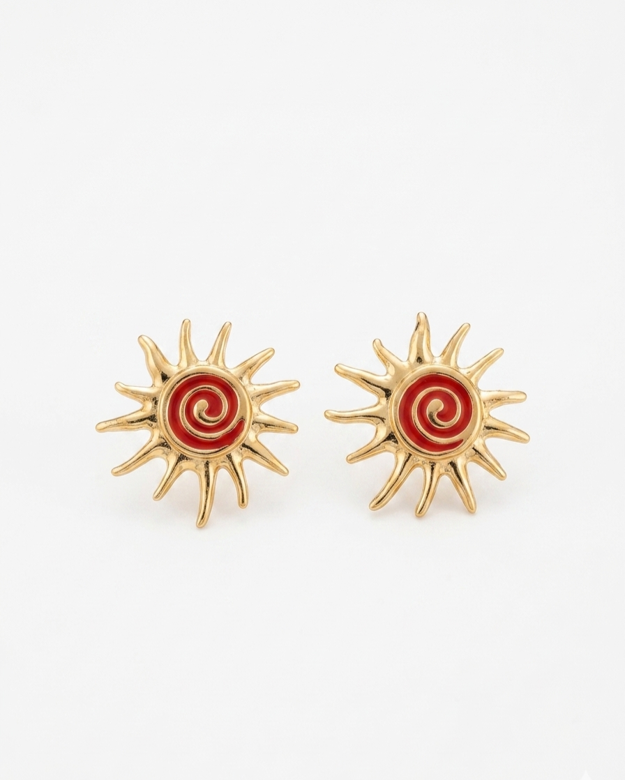 The Golden Sunburst Swirl Earrings