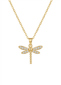 Golden Dragonfly Zircon Necklace