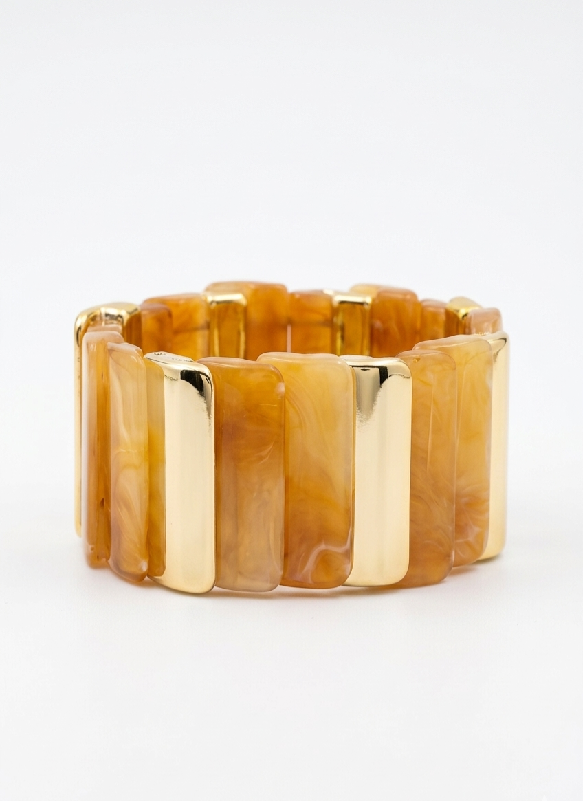 Modern Acrylic & Gold-Tone Linked Bangles