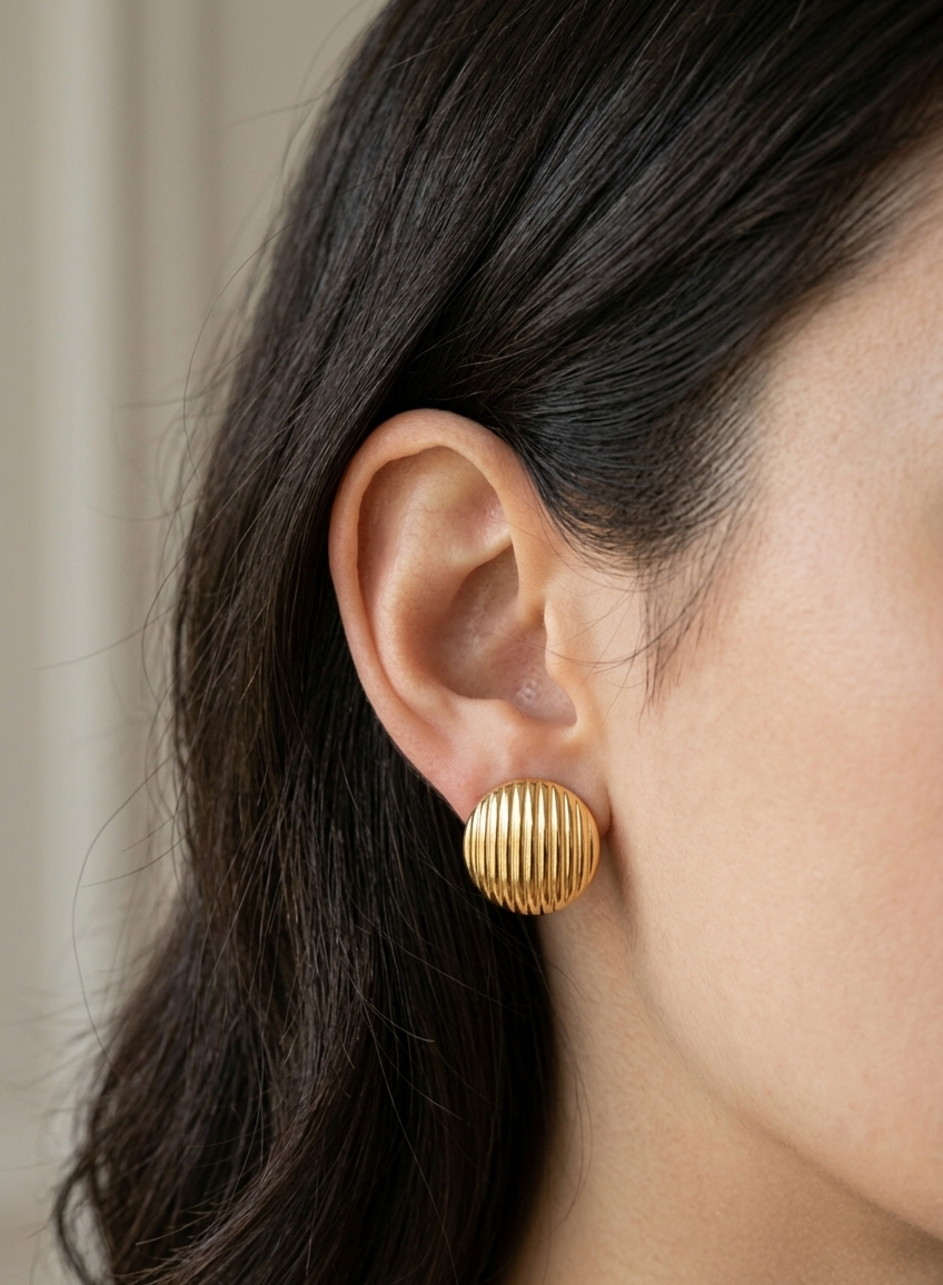 Ribbed Dome Earrings