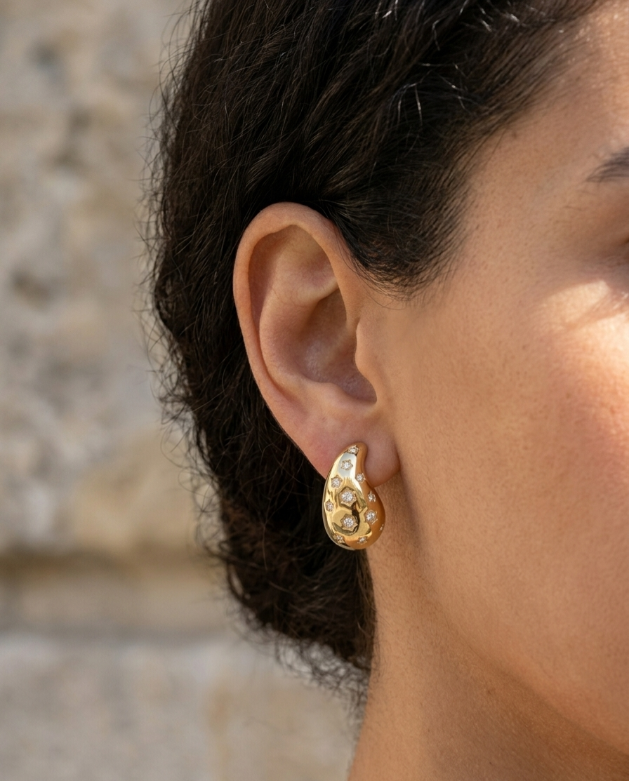 Celestial Starburst Golden Drop Earrings