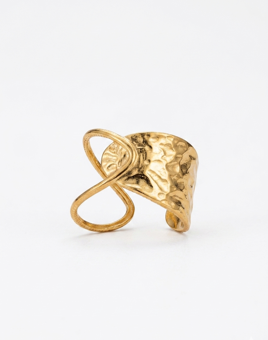 The Luna Hammered Cuff & Wire Ring