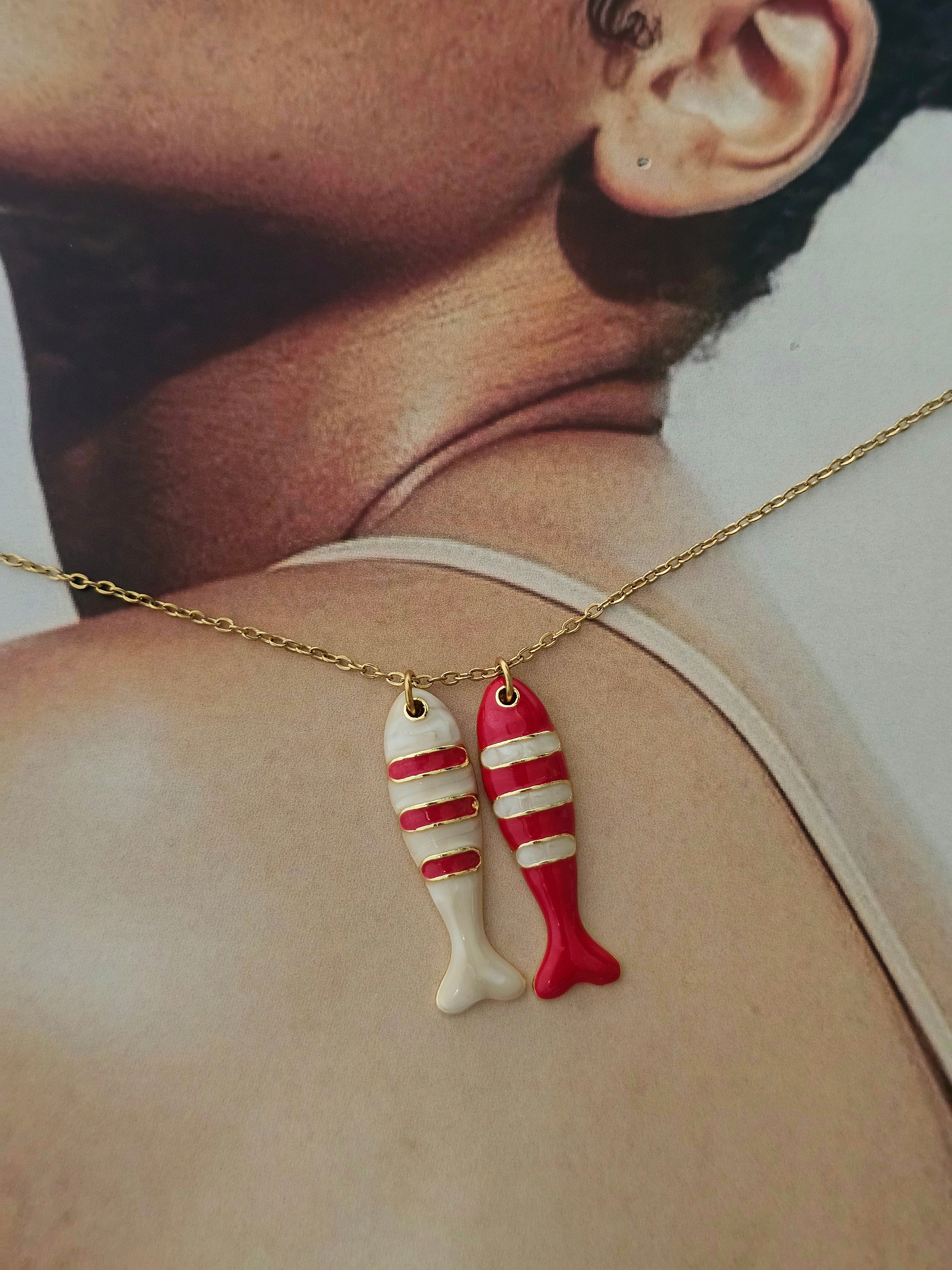 The Twin Fish Enamel Necklace