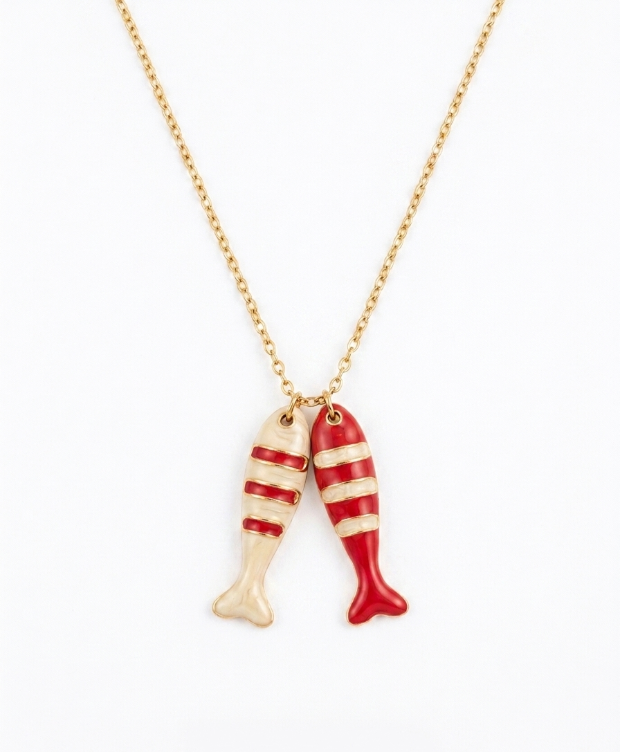 The Twin Fish Enamel Necklace