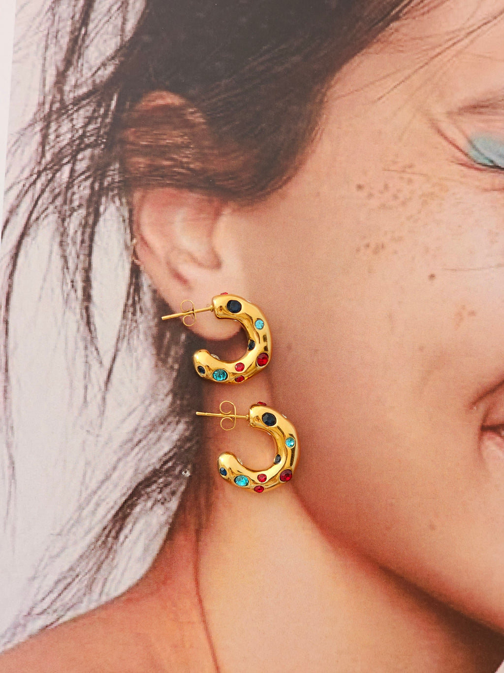 Confetti Gold Hoops