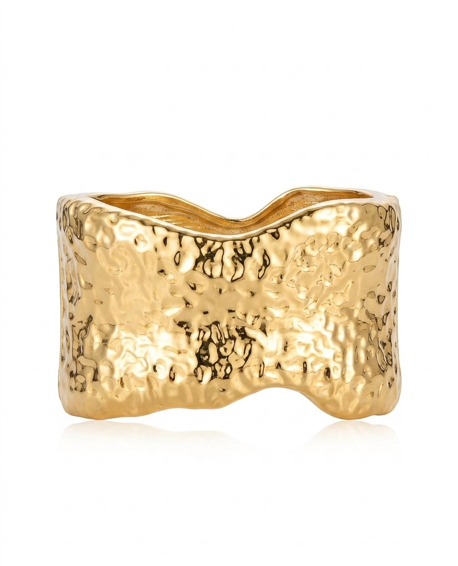 Sunshine Waves Hammered Gold Bangle