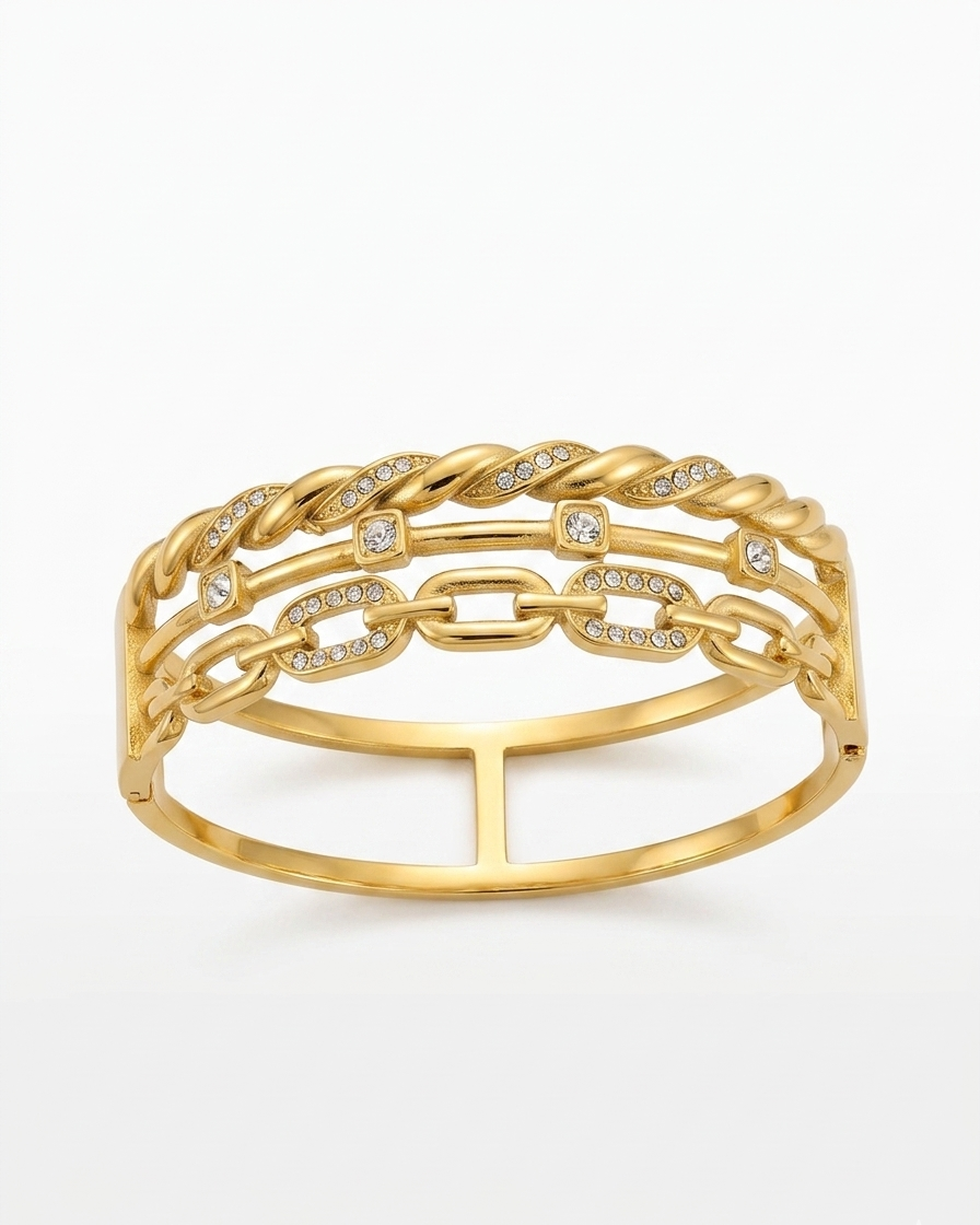 Aurelia Triple-Layer Crystal Bangle