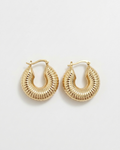 Elysian Ribbed Gold Hoop Earrings