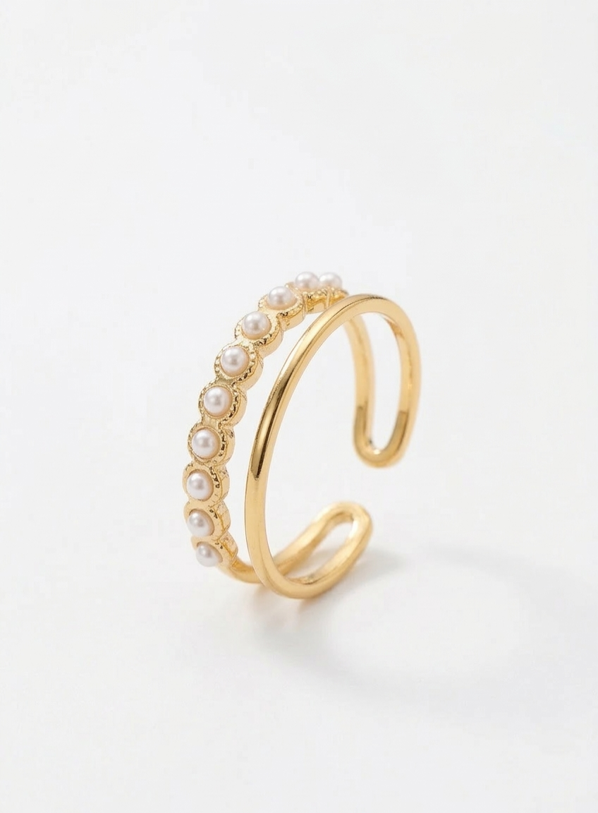 Pearl Harmony Double Layer Adjustable Ring
