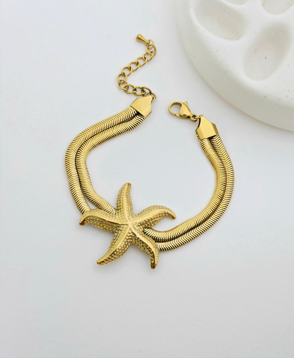 Golden Starfish Double-Snake Bracelet