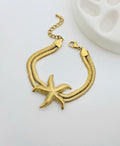 Golden Starfish Double-Snake Bracelet