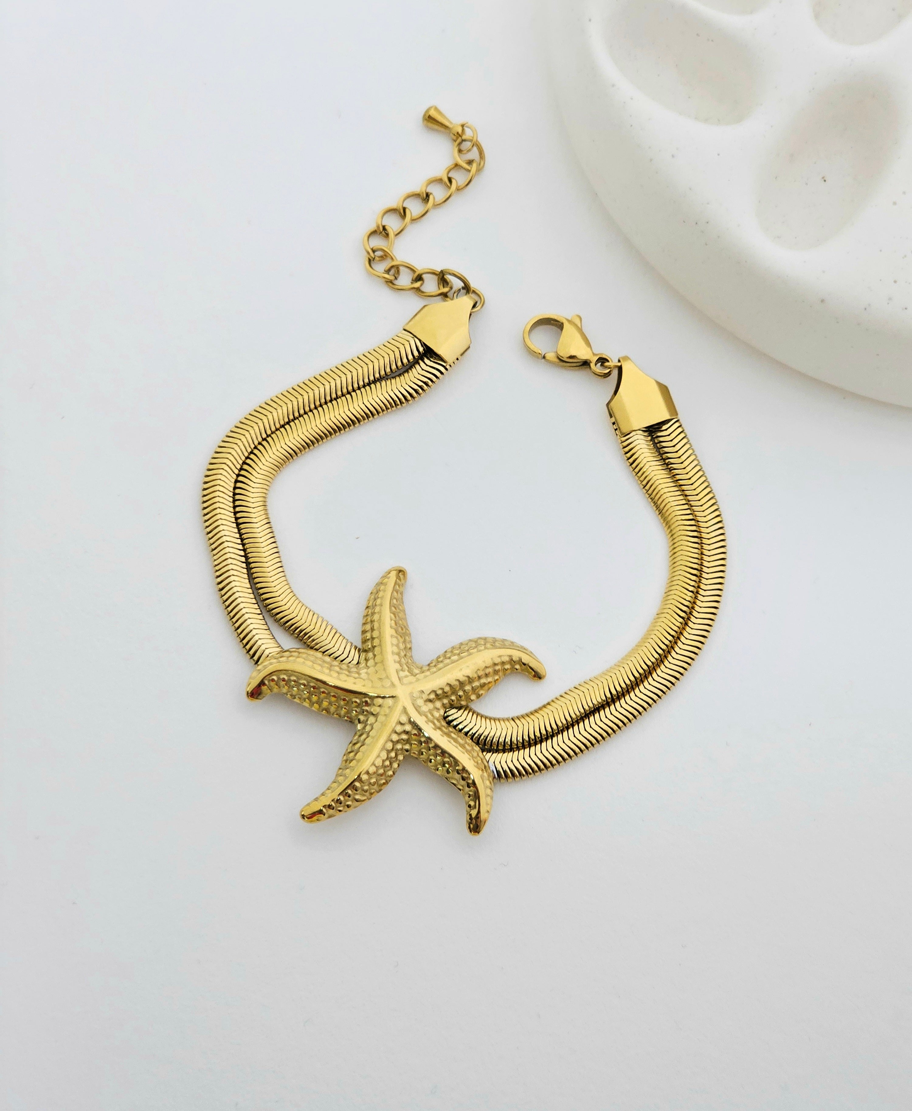 Golden Starfish Double-Snake Bracelet