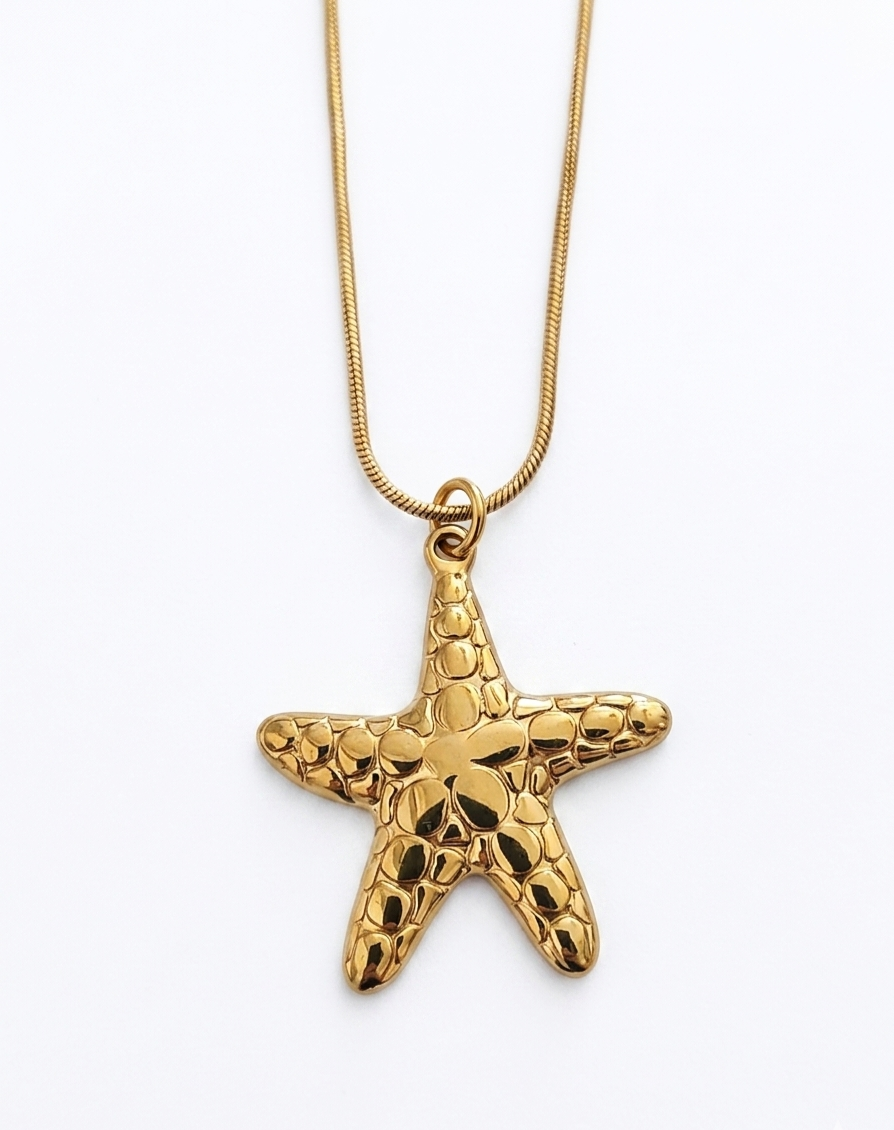 Golden Starfish Charm Necklace