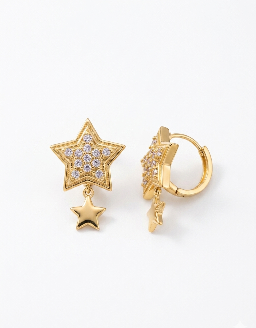 Sparkling Interlocking Star Drop Earrings