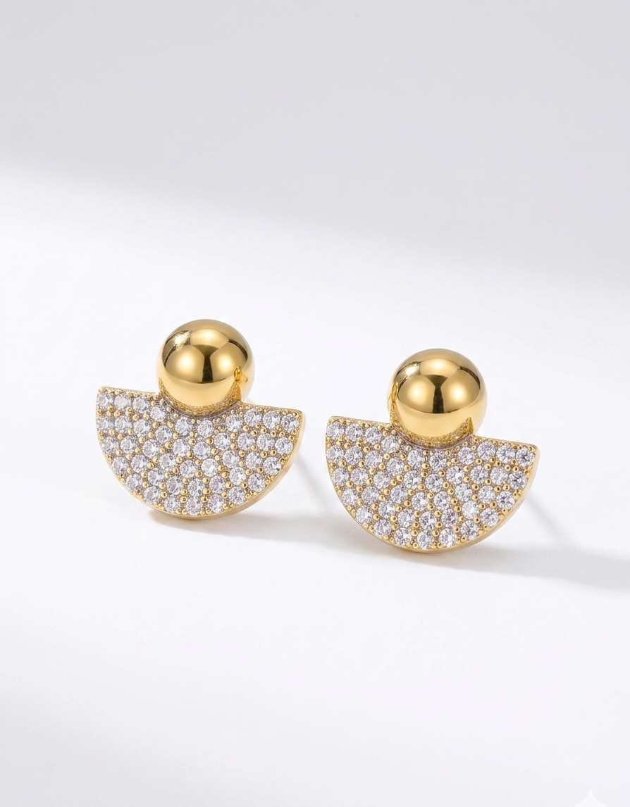 Golden Arc Stud Earrings