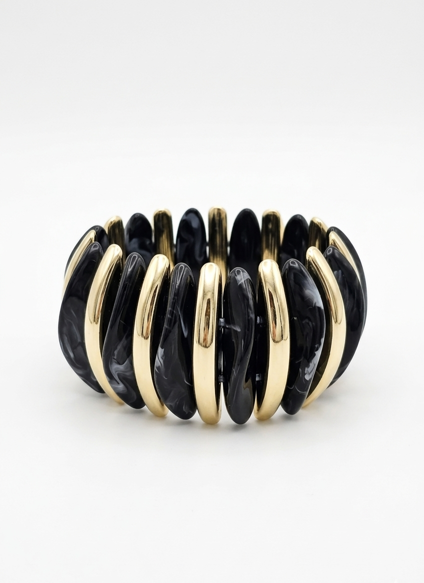 Aaliyah Gold & Marble Mix Stretch Bangles