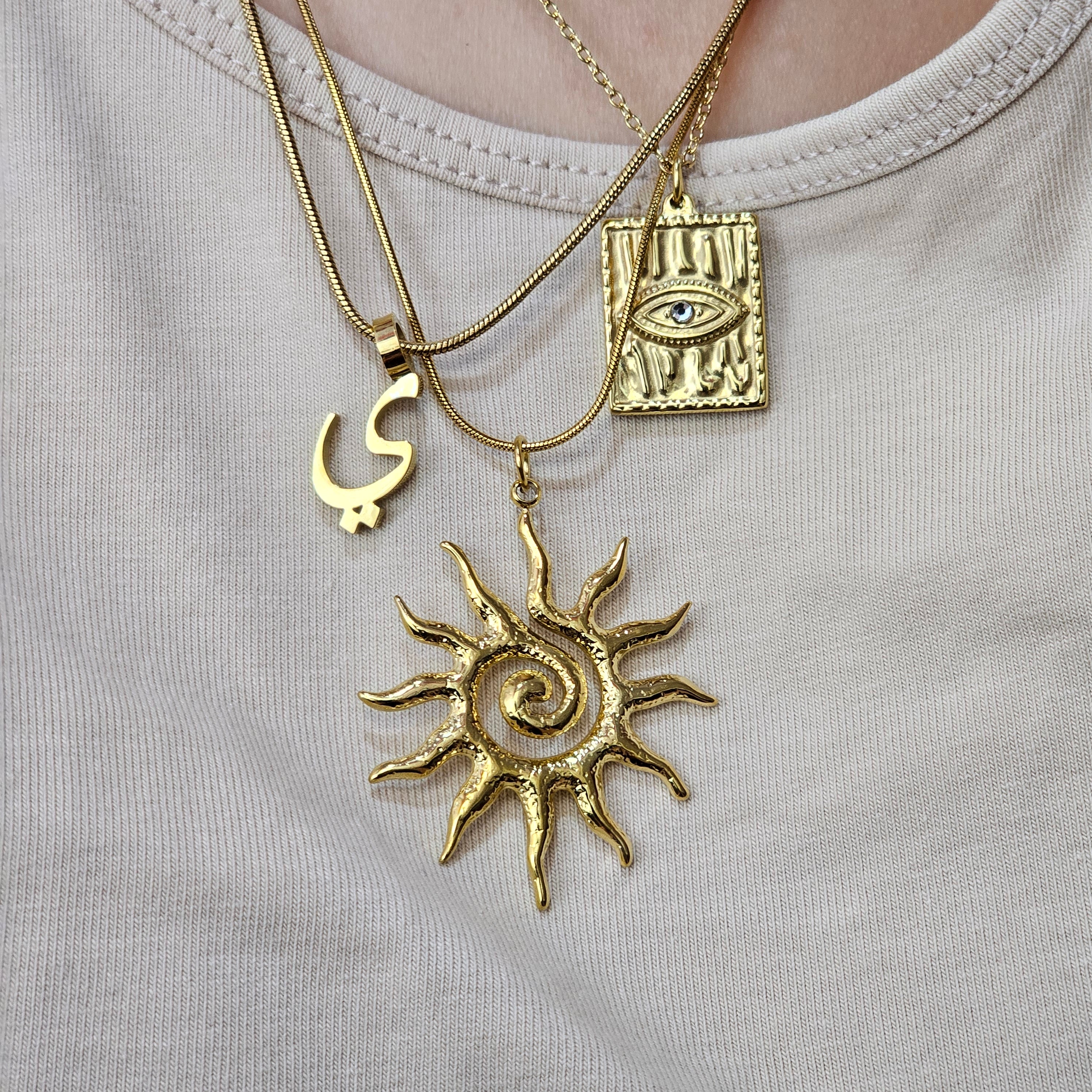 Celestial Swirl Sun Necklace
