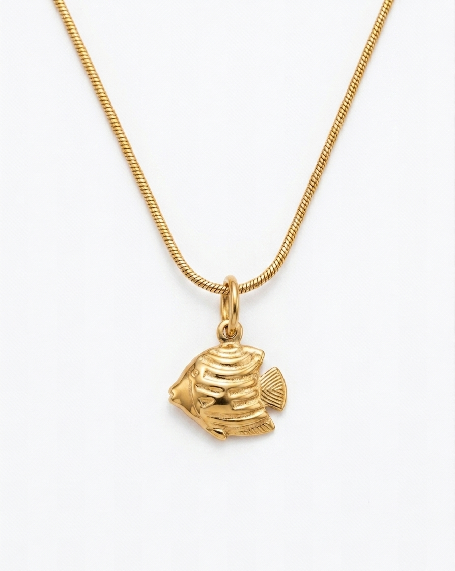 Golden Tropical Fish Necklace