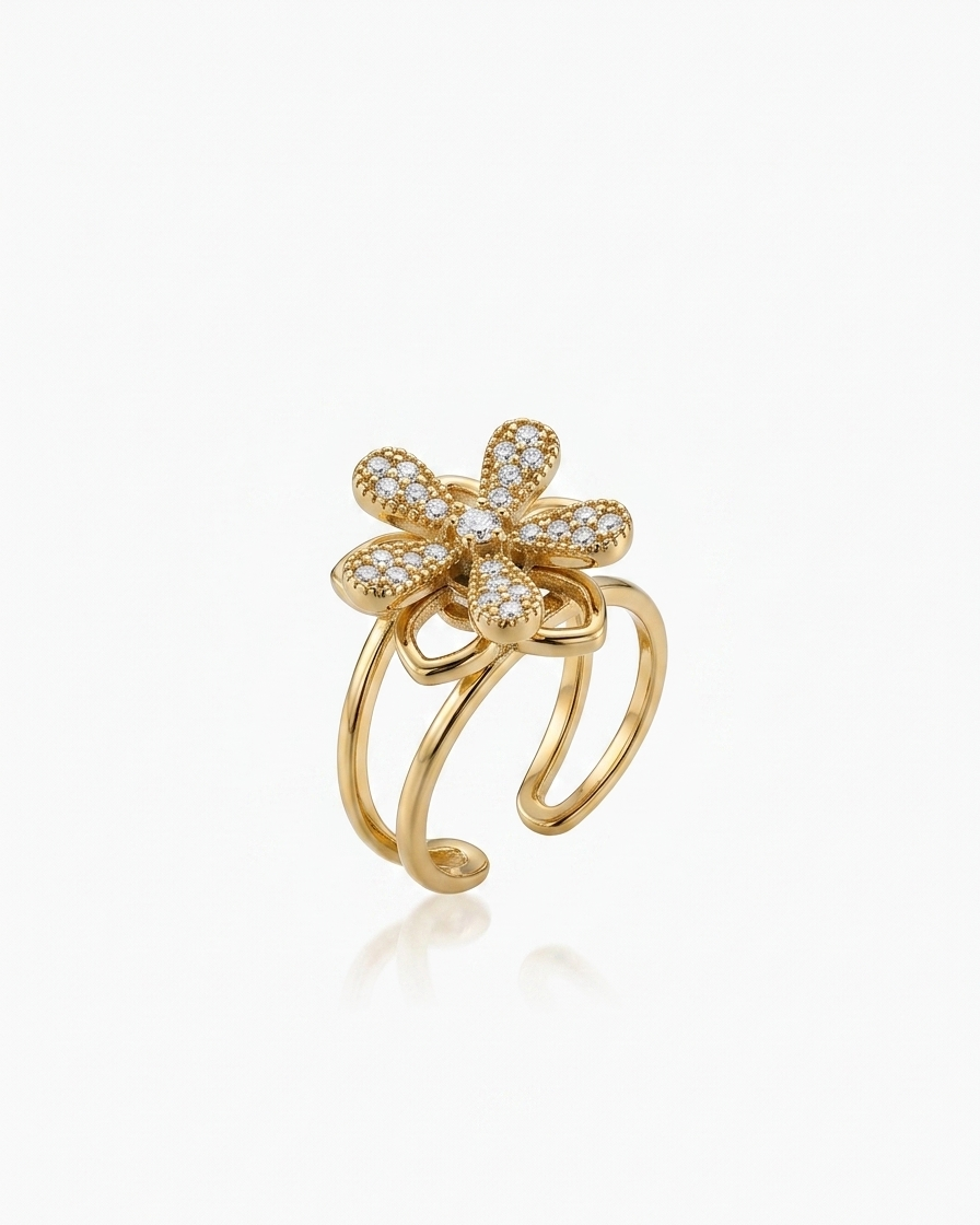 Fidget Spinning Flower Ring